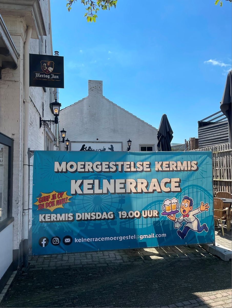 Banner voor de Kelnerrace van Horeca Moergestel