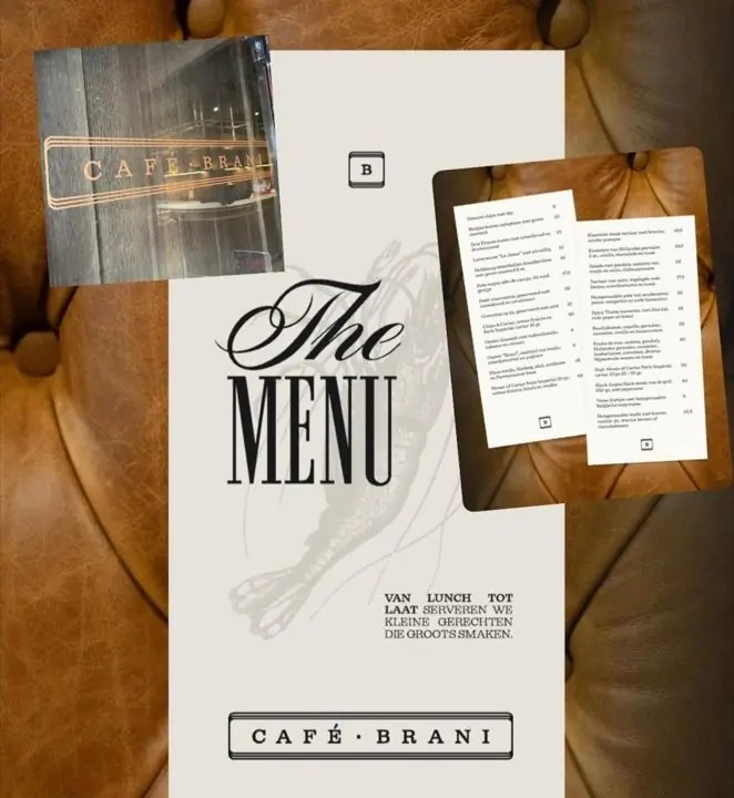 Menukaart voor Café Brani, Café Brani